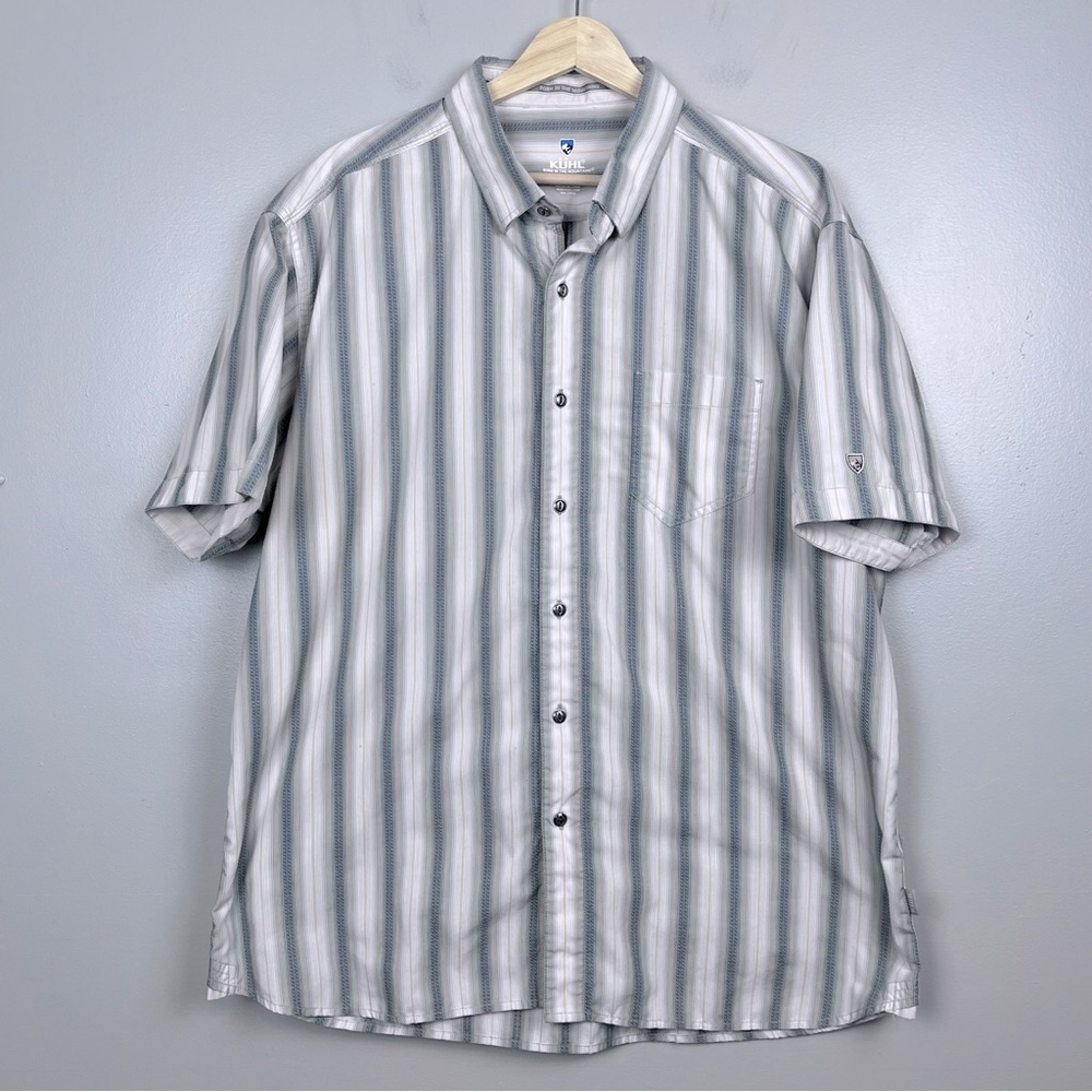 Kuhl Men's The Bohemian Striped Button Down Shirt 7566 Size XL; Nature, Gorpcore